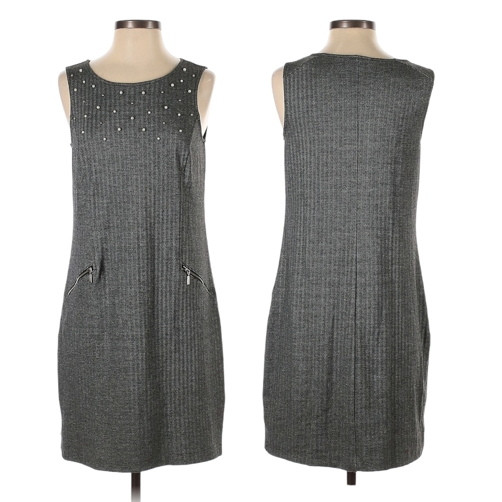 NWT Apt. 9 Women's Pearls Beaded Scoop Neck Sleeveless Midi Sheath Dress Size M